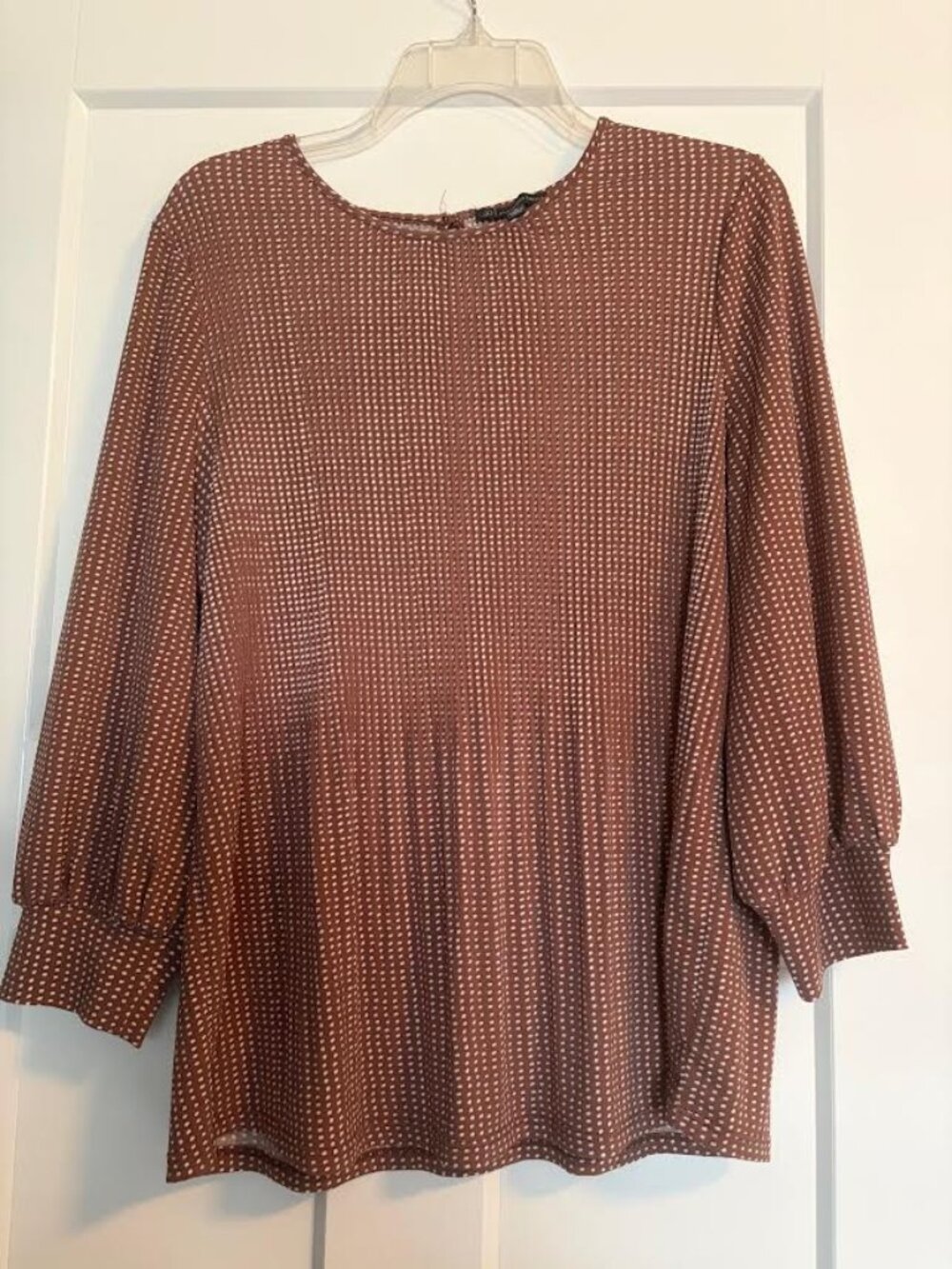 ADRIANNA PAPELL Polka Mocha brown blouse